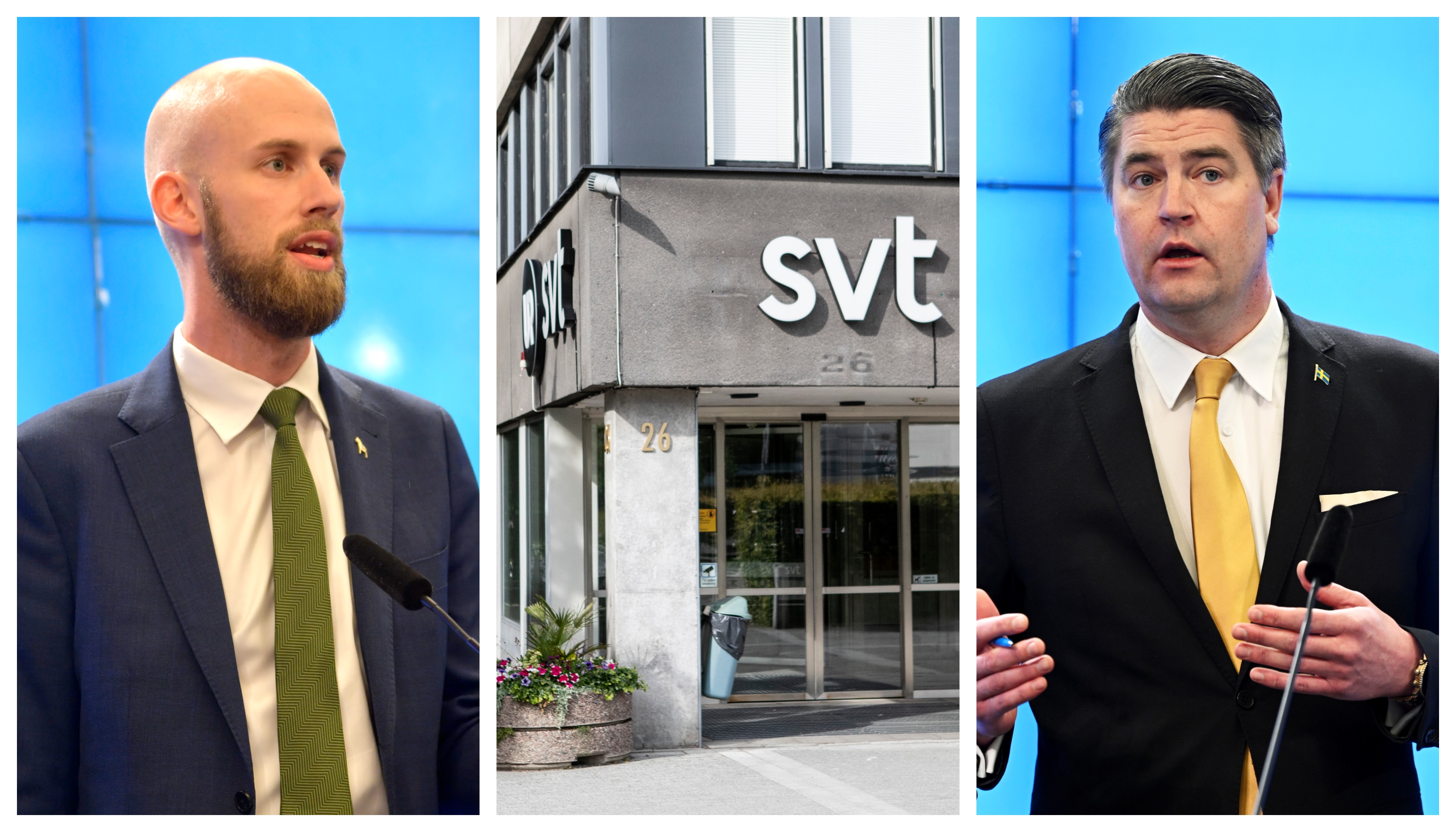 Carl-Oskar Bohlin (M) och Oscar Sjöstedt (SD) riktar kritik mot SVT.